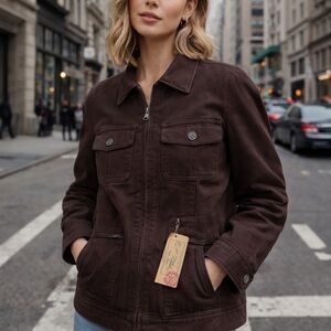 NWT Lauren Ralph Lauren Jeans Co Brown Cotton Utility Jacket SZ Small